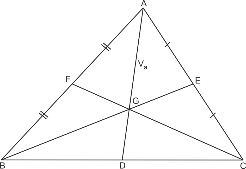 Üçgende kenarortaylar bir noktada kesişir ve bu noktaya üçgensel bölgenin ağırlık merkezi denir.
